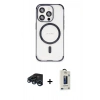 MARSİLYAN™- iPhone 15 Pro Max Kılıf Eksen Klasik Koleksiyonu - Siyah Bilvis Hayalet Cam Ekran Koruyucu + Raze Metal Kamera Lens - LT