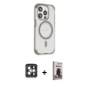 MARSİLYAN™- iPhone 15 Pro Max Kılıf Eksen Klasik Koleksiyonu - Siyah Bilvis Hayalet Cam Ekran Koruyucu + PVD Metal Kamera Lens - GI