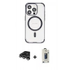 MARSİLYAN™- iPhone 15 Pro Max Kılıf Eksen Klasik Koleksiyonu - Siyah Bilvis Hayalet Cam Ekran Koruyucu + Raze Metal Kamera Lens - GS