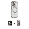 MARSİLYAN™- iPhone 15 Pro Max Kılıf Eksen Klasik Koleksiyonu - Siyah Bilvis Hayalet Cam Ekran Koruyucu + PVD Metal Kamera Lens - TU