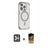MARSİLYAN™- iPhone 15 Pro Max Kılıf Eksen Klasik Koleksiyonu - Siyah Buffer Cam Ekran Koruyucu + PVD Metal Kamera Lens - GI