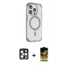 MARSİLYAN™- iPhone 15 Pro Max Kılıf Eksen Klasik Koleksiyonu - Siyah Buffer Cam Ekran Koruyucu + PVD Metal Kamera Lens - LT