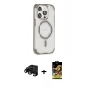 MARSİLYAN™- iPhone 15 Pro Max Kılıf Eksen Klasik Koleksiyonu - Siyah Buffer Cam Ekran Koruyucu + Raze Metal Kamera Lens - SH