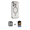 MARSİLYAN™- iPhone 15 Pro Max Kılıf Eksen Klasik Koleksiyonu - Siyah Buffer Hayalet Cam Ekran Koruyucu + PVD Metal Kamera Lens - LT