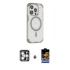 MARSİLYAN™- iPhone 15 Pro Max Kılıf Eksen Klasik Koleksiyonu - Siyah Buffer Hayalet Cam Ekran Koruyucu + PVD Metal Kamera Lens - GS