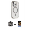 MARSİLYAN™- iPhone 15 Pro Max Kılıf Eksen Klasik Koleksiyonu - Siyah Buffer Hayalet Cam Ekran Koruyucu + PVD Metal Kamera Lens - TU