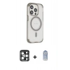 MARSİLYAN™- iPhone 15 Pro Max Kılıf Eksen Klasik Koleksiyonu - Siyah Joko Magic 5D Cam + Lacivert PVD Metal Kamera Lens