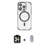 MARSİLYAN™- iPhone 15 Pro Max Kılıf Eksen Klasik Koleksiyonu - Siyah Joko Magic 5D Cam + PVD Metal Kamera Lens - TU
