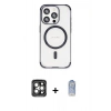 MARSİLYAN™- iPhone 15 Pro Max Kılıf Eksen Klasik Koleksiyonu - Siyah Joko Magic 5D Cam + PVD Metal Kamera Lens - GI