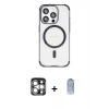 MARSİLYAN™- iPhone 15 Pro Max Kılıf Eksen Klasik Koleksiyonu - Siyah Joko Magic 5D Cam + PVD Metal Kamera Lens - GS