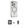 MARSİLYAN™- iPhone 15 Pro Max Kılıf Eksen Klasik Koleksiyonu - Siyah Joko Magic 5D Hayalet Cam + PVD Metal Kamera Lens - GI