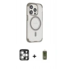 MARSİLYAN™- iPhone 15 Pro Max Kılıf Eksen Klasik Koleksiyonu - Siyah Joko Magic 5D Hayalet Cam + PVD Metal Kamera Lens - GS
