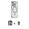 MARSİLYAN™- iPhone 15 Pro Max Kılıf Eksen Klasik Koleksiyonu - Siyah Joko Magic 5D Hayalet Cam + PVD Metal Kamera Lens - LT