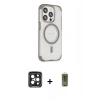 MARSİLYAN™- iPhone 15 Pro Max Kılıf Eksen Klasik Koleksiyonu - Siyah Joko Magic 5D Hayalet Cam + PVD Metal Kamera Lens - SH