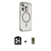 MARSİLYAN™- iPhone 15 Pro Max Kılıf Eksen Klasik Koleksiyonu - Siyah Joko Magic 5D Hayalet Cam + PVD Metal Kamera Lens - TU