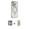 MARSİLYAN™- iPhone 15 Pro Max Kılıf Eksen Klasik Koleksiyonu - Siyah Polymer Nano Ekran Koruyucu + PVD Metal Kamera Lens - GS