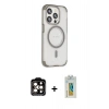 MARSİLYAN™- iPhone 15 Pro Max Kılıf Eksen Klasik Koleksiyonu - Siyah Polymer Nano Ekran Koruyucu + PVD Metal Kamera Lens - TU