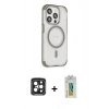 MARSİLYAN™- iPhone 15 Pro Max Kılıf Eksen Klasik Koleksiyonu - Siyah Polymer Nano Ekran Koruyucu + PVD Metal Kamera Lens - SH