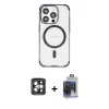 MARSİLYAN™- iPhone 15 Pro Max Kılıf Eksen Klasik Koleksiyonu - Siyah Vanessa Magic Cam + PVD Metal Kamera Lens - GI