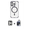 MARSİLYAN™- iPhone 15 Pro Max Kılıf Eksen Klasik Koleksiyonu - Siyah Vanessa Magic Cam + PVD Metal Kamera Lens - GS