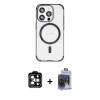 MARSİLYAN™- iPhone 15 Pro Max Kılıf Eksen Klasik Koleksiyonu - Siyah Vanessa Magic Cam + PVD Metal Kamera Lens - TU
