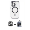 MARSİLYAN™- iPhone 15 Pro Max Kılıf Eksen Klasik Koleksiyonu - Siyah Vanessa Magic Cam + PVD Metal Kamera Lens - SH
