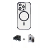 MARSİLYAN™- iPhone 15 Pro Max Kılıf Eksen Klasik Koleksiyonu - Siyah Vanessa Magic Hayalet Cam + Raze Metal Kamera Lens - LT