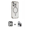 MARSİLYAN™- iPhone 15 Pro Max Kılıf Eksen Klasik Koleksiyonu - Siyah Vanessa Magic Hayalet Cam + PVD Metal Kamera Lens - GS