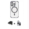 MARSİLYAN™- iPhone 15 Pro Max Kılıf Eksen Klasik Koleksiyonu - Siyah Vanessa Magic Hayalet Cam + Raze Metal Kamera Lens - GS