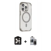 MARSİLYAN™- iPhone 15 Pro Max Kılıf Eksen Klasik Koleksiyonu - Siyah Vanessa Magic Hayalet Cam + PVD Metal Kamera Lens - TU