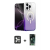MARSİLYAN™- iPhone 15 Pro Max Kılıf Eksen Minimal Özel Seri - Şeffaf 360 Full Body Arka Koruyucu + PVD Metal Kamera Lens - GI