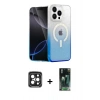 MARSİLYAN™- iPhone 15 Pro Max Kılıf Eksen Minimal Özel Seri - Şeffaf 360 Full Body Arka Koruyucu + PVD Metal Kamera Lens - SH