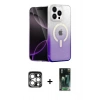 MARSİLYAN™- iPhone 15 Pro Max Kılıf Eksen Minimal Özel Seri - Şeffaf 360 Full Body Arka Koruyucu + PVD Metal Kamera Lens - GS
