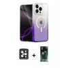 MARSİLYAN™- iPhone 15 Pro Max Kılıf Eksen Minimal Özel Seri - Şeffaf 360 Full Body Arka Koruyucu + PVD Metal Kamera Lens - SH