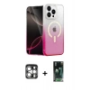 MARSİLYAN™- iPhone 15 Pro Max Kılıf Eksen Minimal Özel Seri - Şeffaf 360 Full Body Arka Koruyucu + PVD Metal Kamera Lens - GS