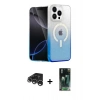 MARSİLYAN™- iPhone 15 Pro Max Kılıf Eksen Minimal Özel Seri - Şeffaf 360 Full Body Arka Koruyucu + Raze Metal Kamera Lens - GS
