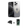 MARSİLYAN™- iPhone 15 Pro Max Kılıf Eksen Minimal Özel Seri - Şeffaf 360 Full Body Arka Koruyucu + Raze Metal Kamera Lens - GS