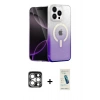 MARSİLYAN™- iPhone 15 Pro Max Kılıf Eksen Minimal Özel Seri - Şeffaf Pasifik Cam Ekran Koruyucu + PVD Metal Kamera Lens - GS