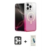 MARSİLYAN™- iPhone 15 Pro Max Kılıf Eksen Minimal Özel Seri - Şeffaf Pasifik Cam Ekran Koruyucu + PVD Metal Kamera Lens - GS