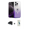 MARSİLYAN™- iPhone 15 Pro Max Kılıf Eksen Minimal Özel Seri - Şeffaf Pasifik Cam Ekran Koruyucu + Lacivert Raze Metal Kamera Lens