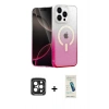 MARSİLYAN™- iPhone 15 Pro Max Kılıf Eksen Minimal Özel Seri - Şeffaf Pasifik Cam Ekran Koruyucu + PVD Metal Kamera Lens - SH