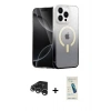 MARSİLYAN™- iPhone 15 Pro Max Kılıf Eksen Minimal Özel Seri - Şeffaf Pasifik Cam Ekran Koruyucu + Raze Metal Kamera Lens - GS