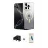 MARSİLYAN™- iPhone 15 Pro Max Kılıf Eksen Minimal Özel Seri - Şeffaf Pasifik Cam Ekran Koruyucu + Siyah Raze Metal Kamera Lens