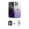 MARSİLYAN™- iPhone 15 Pro Max Kılıf Eksen Minimal Özel Seri - Şeffaf Pasifik Cam Ekran Koruyucu + PVD Metal Kamera Lens - TU