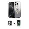 MARSİLYAN™- iPhone 15 Pro Max Kılıf Eksen Minimal Özel Seri - Siyah 360 Mat Full Body Arka Koruyucu + PVD Metal Kamera Lens - LT