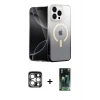 MARSİLYAN™- iPhone 15 Pro Max Kılıf Eksen Minimal Özel Seri - Siyah 360 Mat Full Body Arka Koruyucu + PVD Metal Kamera Lens - GS