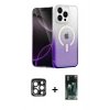 MARSİLYAN™- iPhone 15 Pro Max Kılıf Eksen Minimal Özel Seri - Siyah 360 Mat Full Body Arka Koruyucu + PVD Metal Kamera Lens - LT