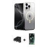 MARSİLYAN™- iPhone 15 Pro Max Kılıf Eksen Minimal Özel Seri - Siyah 360 Mat Full Body Arka Koruyucu + Raze Metal Kamera Lens - TMGI