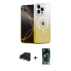 MARSİLYAN™- iPhone 15 Pro Max Kılıf Eksen Minimal Özel Seri - Siyah 360 Mat Full Body Arka Koruyucu + Raze Metal Kamera Lens - SH