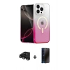 MARSİLYAN™- iPhone 15 Pro Max Kılıf Eksen Minimal Özel Seri - Siyah 3D Antistatik Hayalet Cam Ekran Koruyucu + Raze Metal Kamera Lens - SH